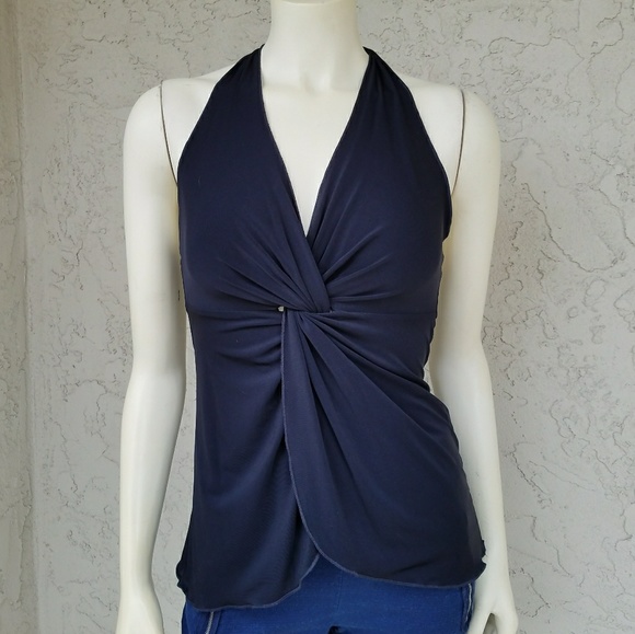 bebe Tops - Bebe Black Split Front Halter Top